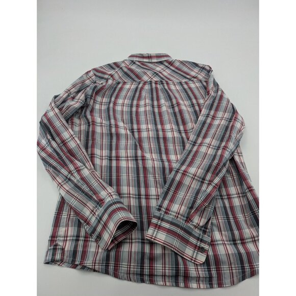 TRAVIS MATHEW Button-Up Men's Size Medium Red‎ Gray White Plaid LS Pocket Shirt - Picture 9 of 10